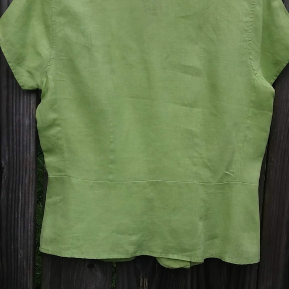 Lime Green David n Linen Shirt - Picture 3 of 4